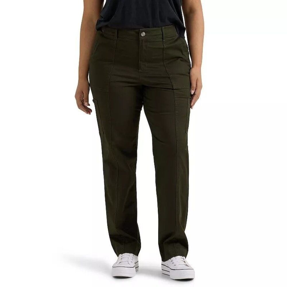 Lee Ultra Lux Comfort Flex-to-Go Loose Utility Pants Womens 18W Dark Olive NEW
